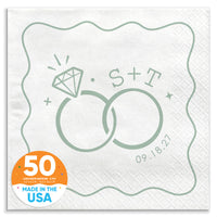 Custom Text - Sage Green Wedding Rings Napkins