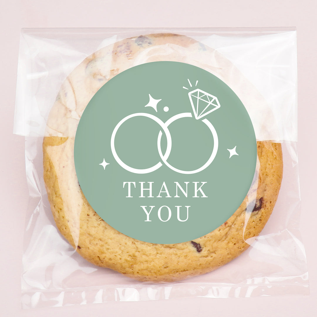 Wedding Thank You Stickers & Clear Cookie Bags - 25 Ct