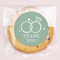 Wedding Thank You Stickers & Clear Cookie Bags - 25 Ct