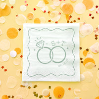 Custom Text - Sage Green Wedding Rings Napkins