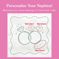 Custom Text - Sage Green Wedding Rings Napkins