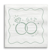 Custom Text - Sage Green Wedding Rings Napkins