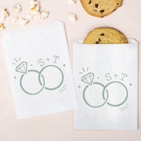 Custom Text Paper Treat Bags - Wedding Rings