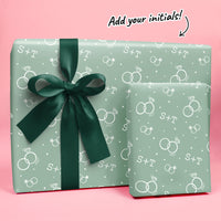 Custom Text Wrapping Paper - Sage Green Wedding Rings