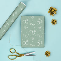 Custom Text Wrapping Paper - Sage Green Wedding Rings