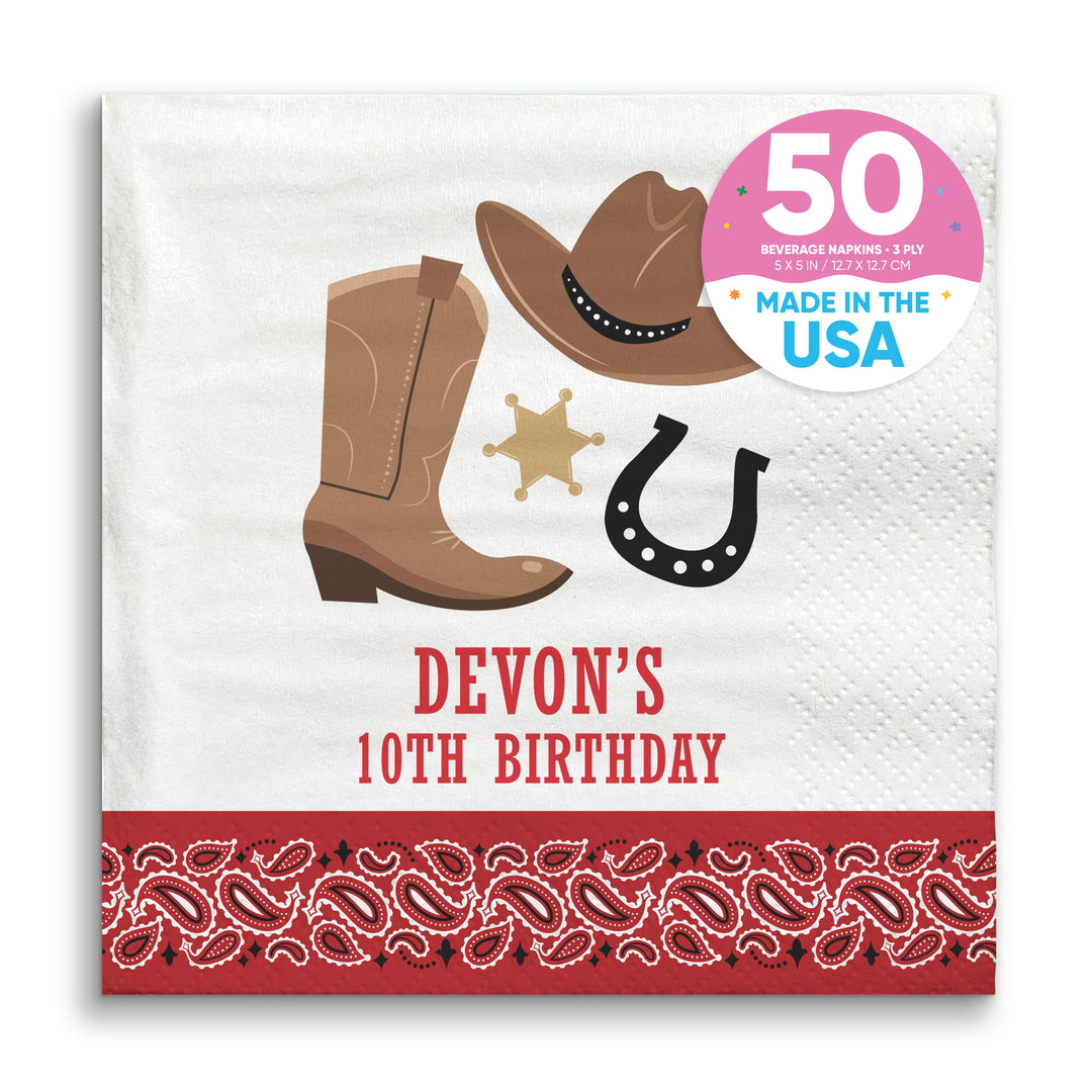 Custom Text Napkins - Western