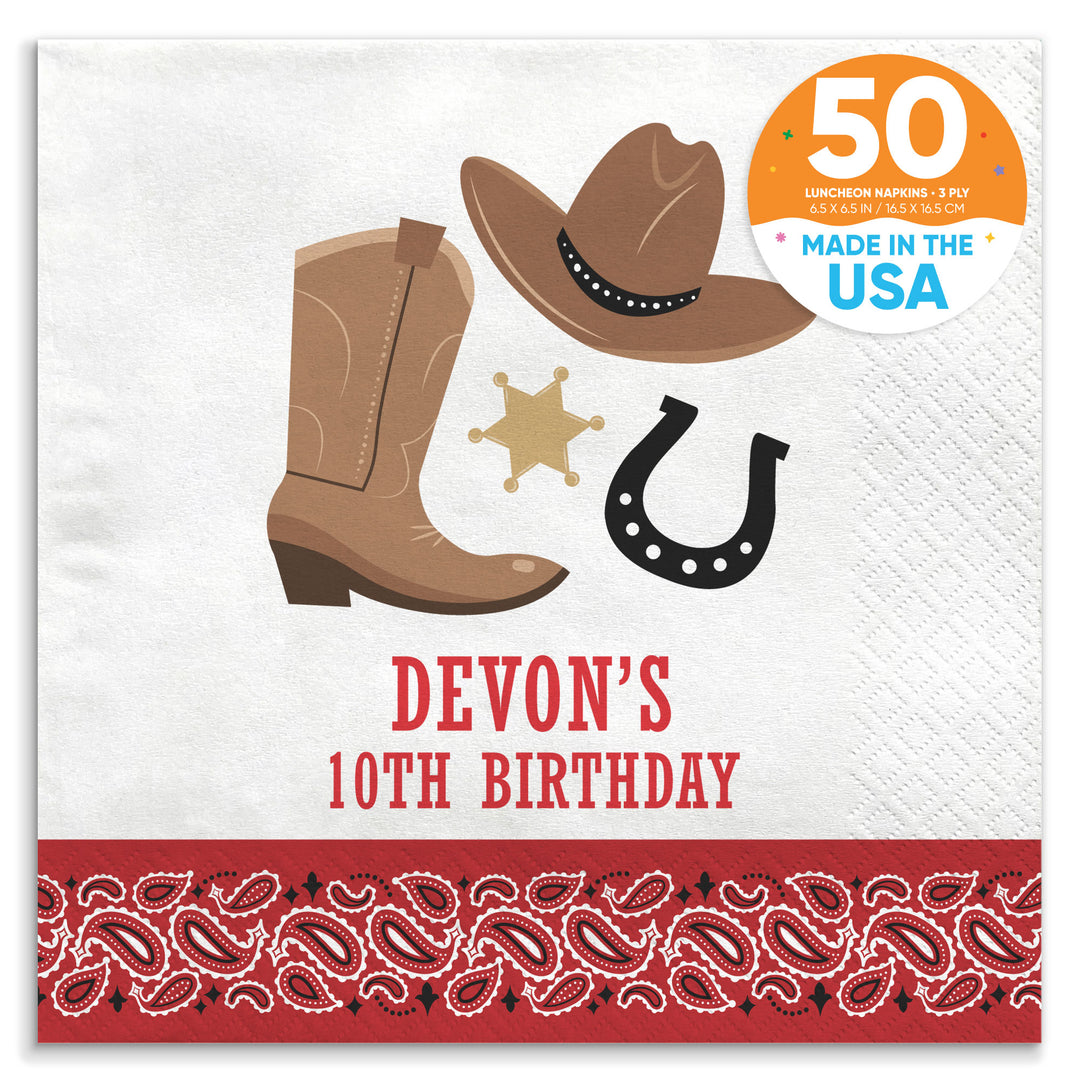 Custom Text Napkins - Western