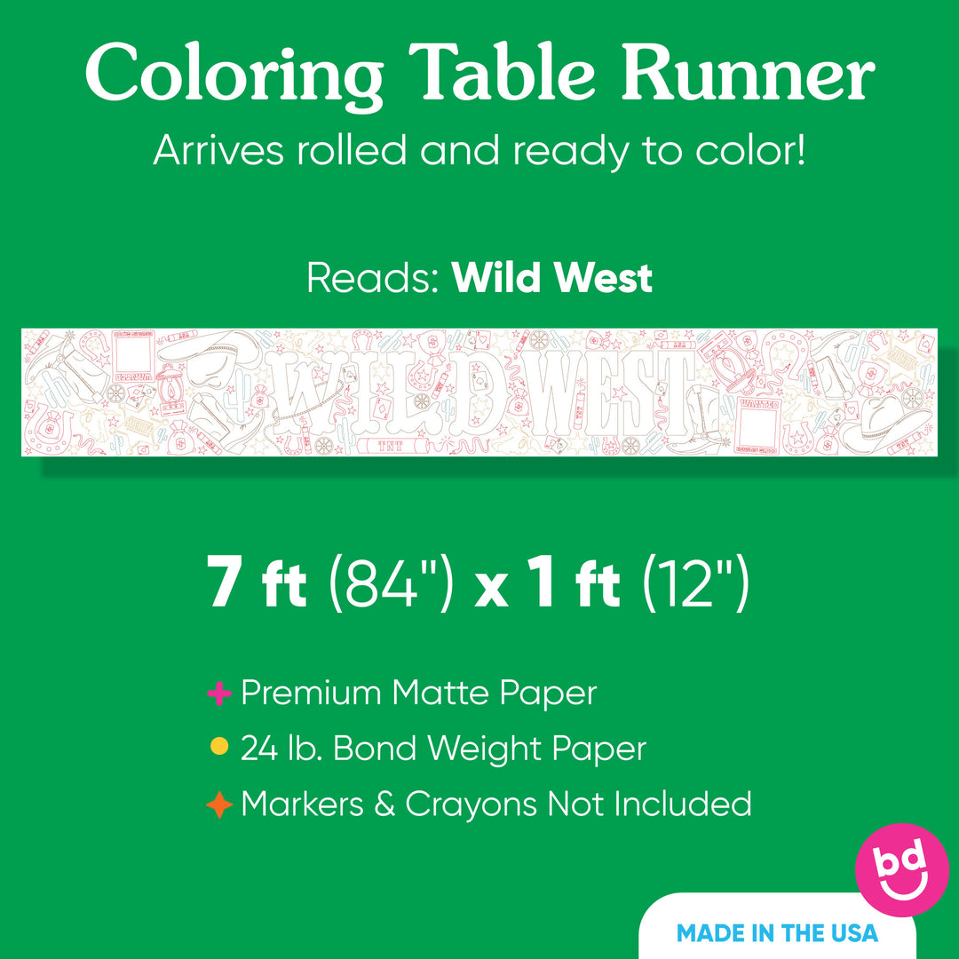 Rolled 7 ft western hoedown coloring table runner