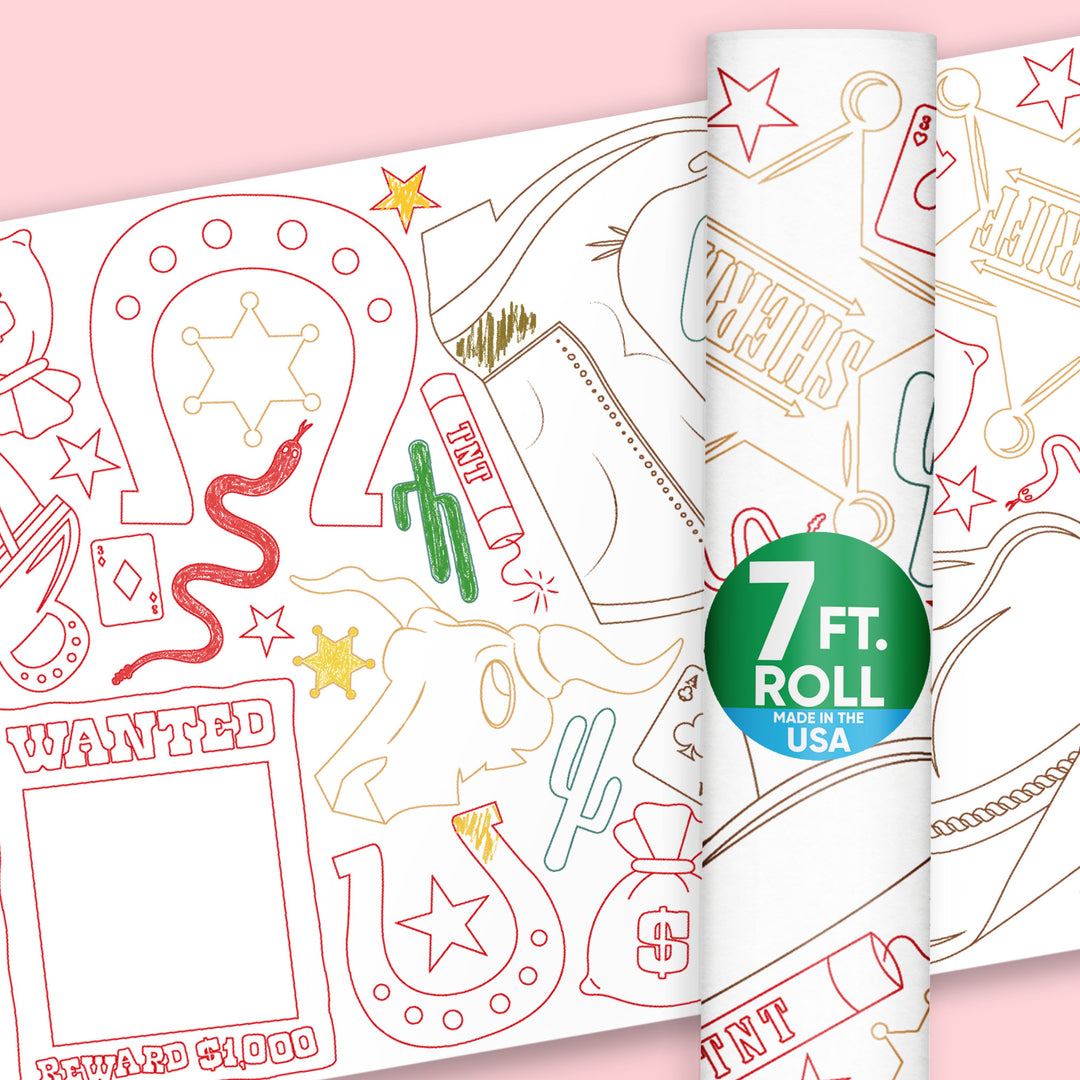 Western Hoedown coloring table runner on party table