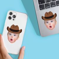 Custom Photo Cowboy Hat Fun Face Cut-Out Stickers - Set of 24