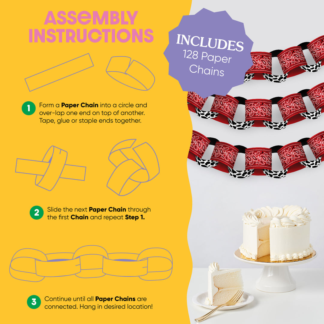 Western Hoedown DIY Paper Chains - 128 Pc