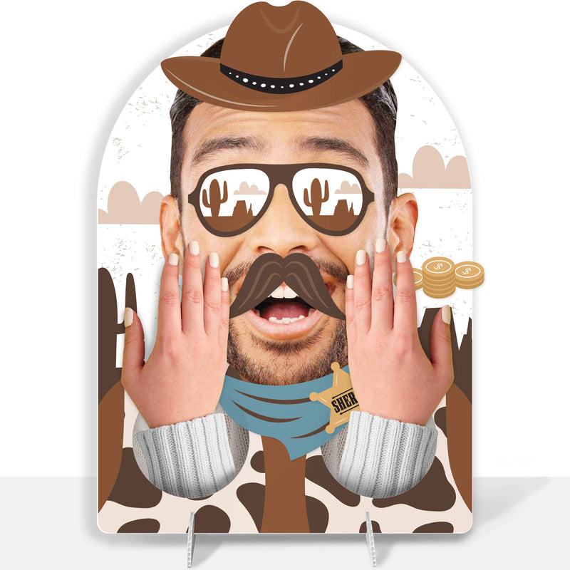 Custom Photo Western Hoedown - Fun Face Wild West Cowboy Party Activity - 2 Player Build-A-Face Party Game