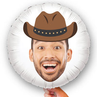 Personalized Fun Face Cowboy Hat Balloon - Double Sided - 1 Ct