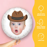 Personalized Fun Face Cowboy Hat Balloon - Double Sided - 1 Ct