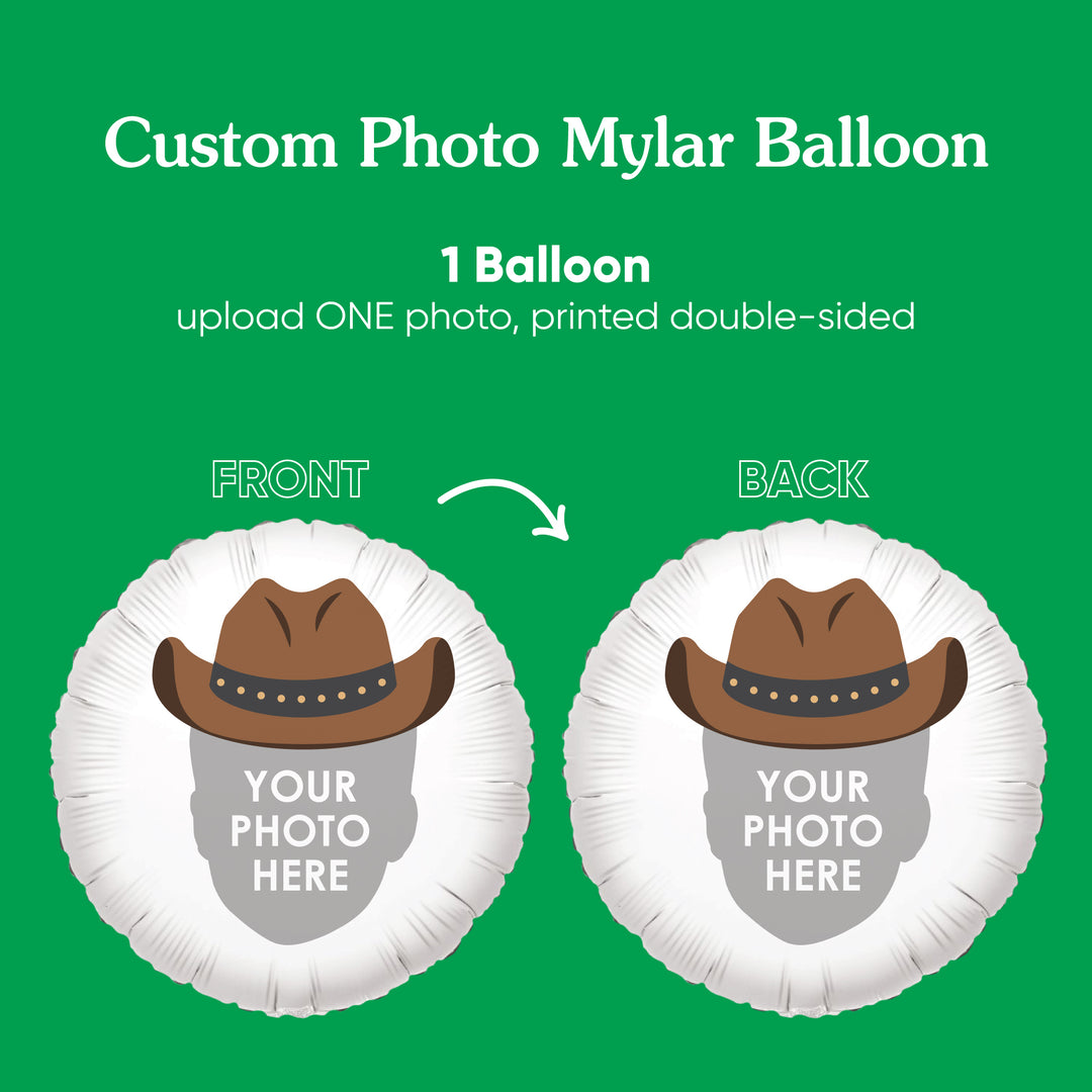 Personalized Fun Face Cowboy Hat Balloon - Double Sided - 1 Ct