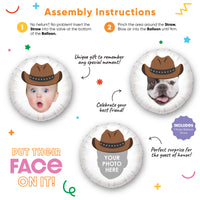 Personalized Fun Face Cowboy Hat Balloon - Double Sided - 1 Ct