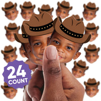 Custom Fun Face Cowboy Hat Cut-Outs - 24 Ct