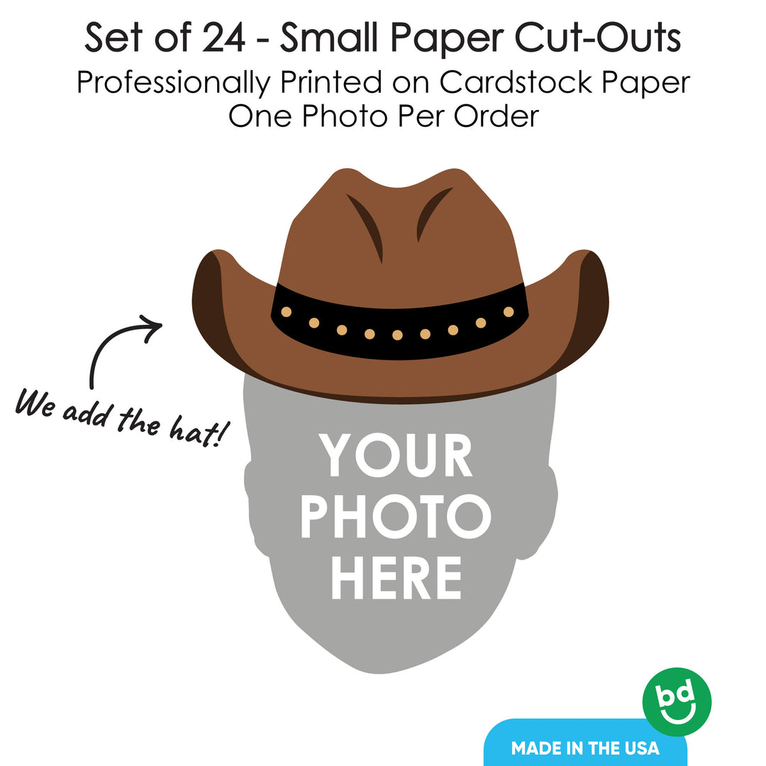 Custom Fun Face Cowboy Hat Cut-Outs - 24 Ct