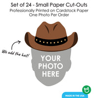 Custom Fun Face Cowboy Hat Cut-Outs - 24 Ct