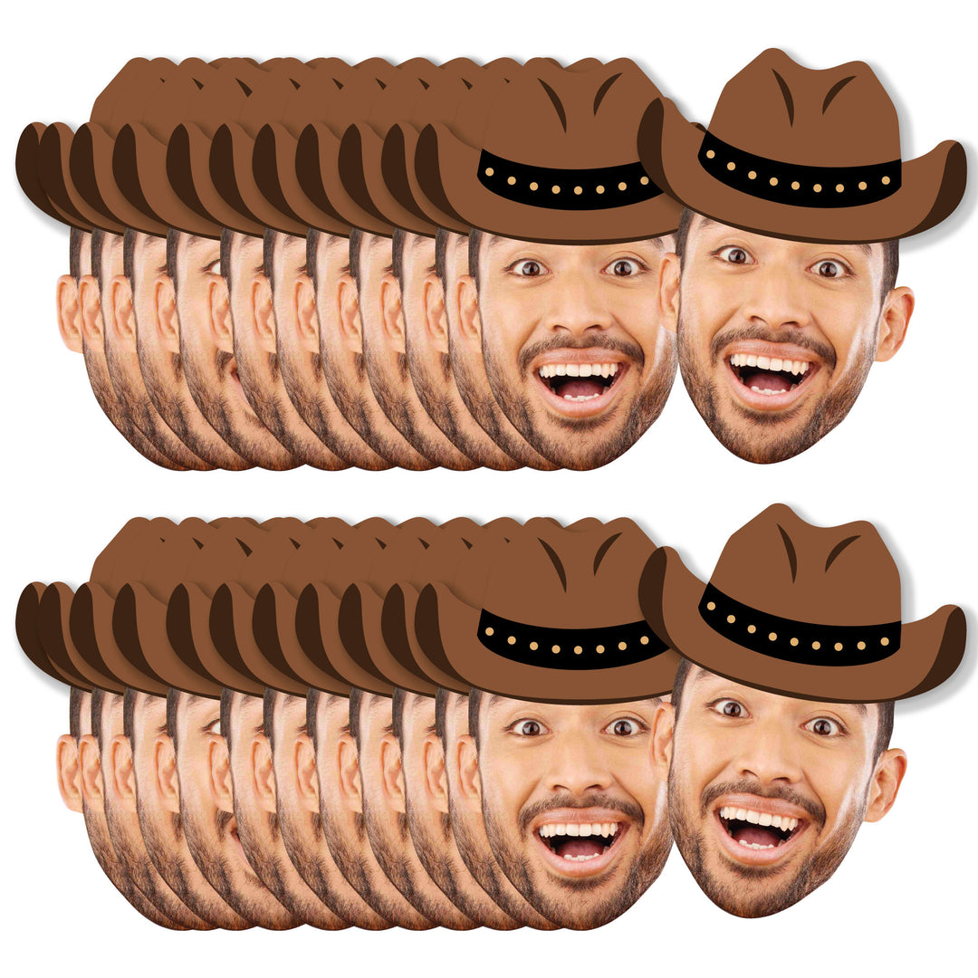 Custom Fun Face Cowboy Hat Cut-Outs - 24 Ct