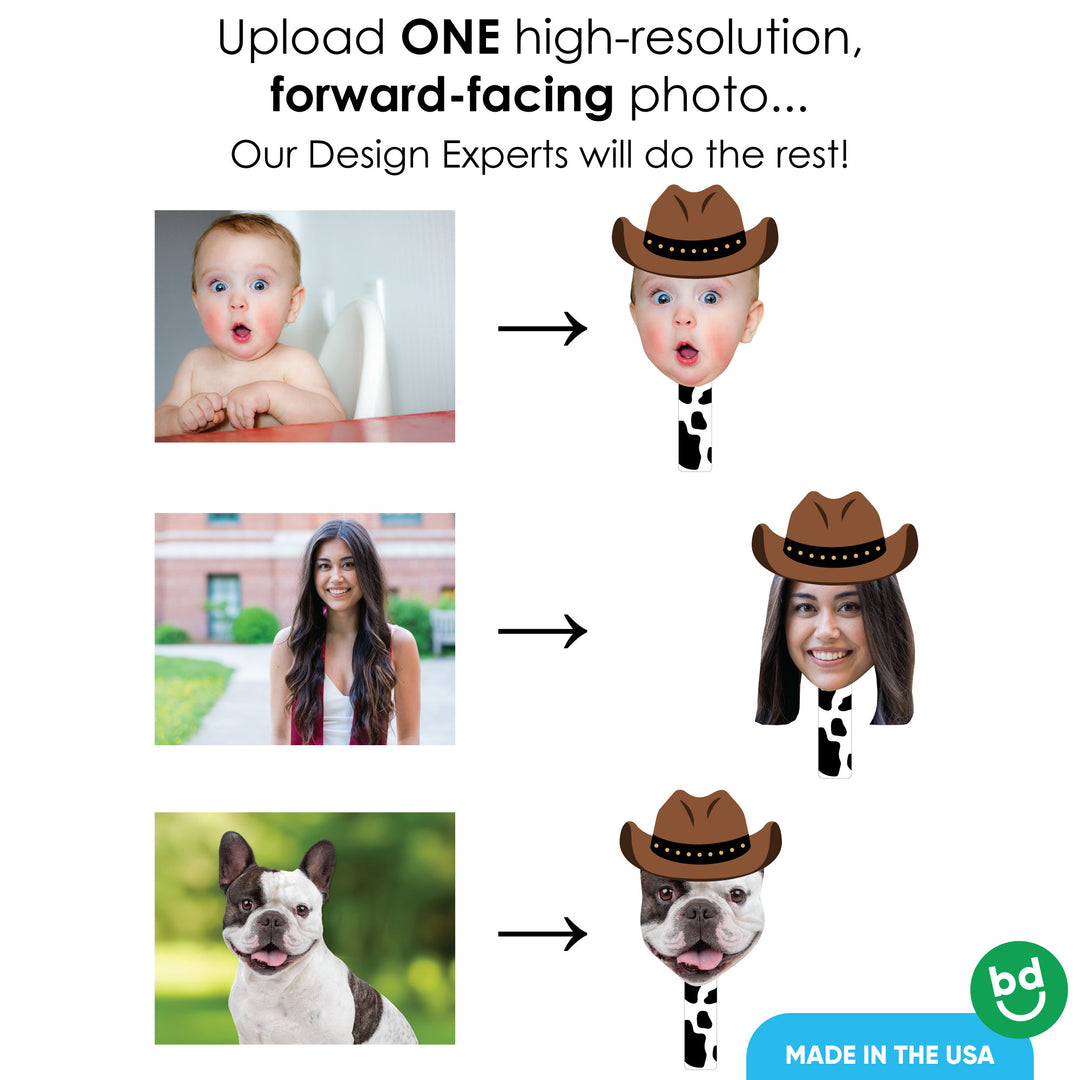 Custom Cowboy Hat Fun Face Photo Paddles