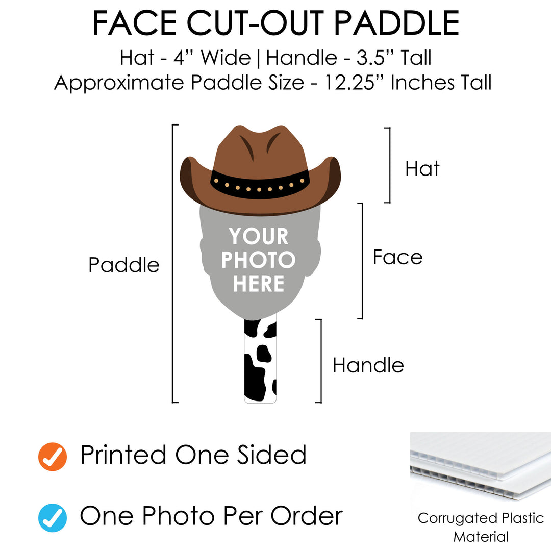 Custom Cowboy Hat Fun Face Photo Paddles