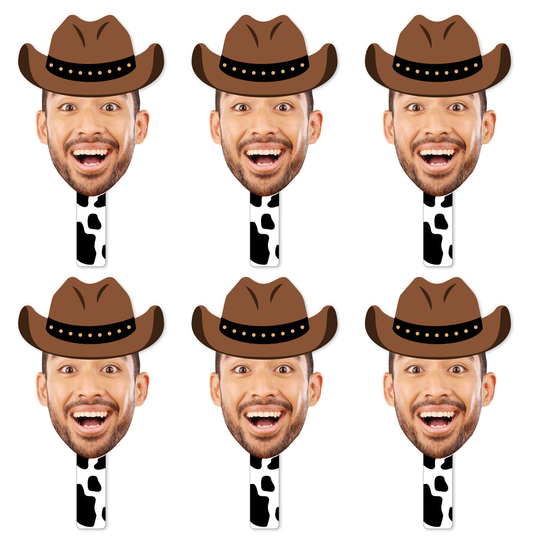 Custom Cowboy Hat Fun Face Photo Paddles