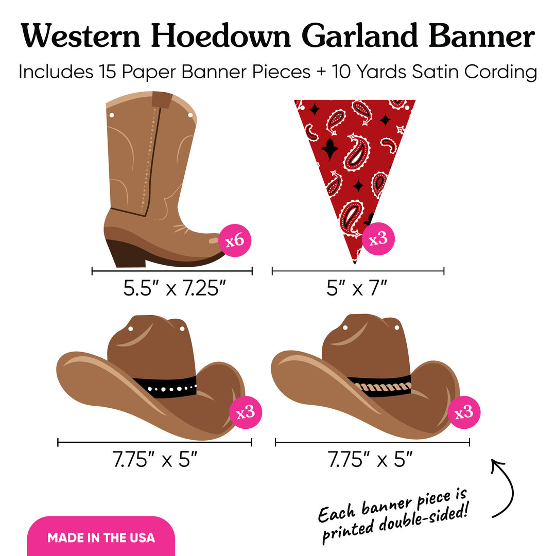 Western Hoedown Garland Banner - 15 Pc