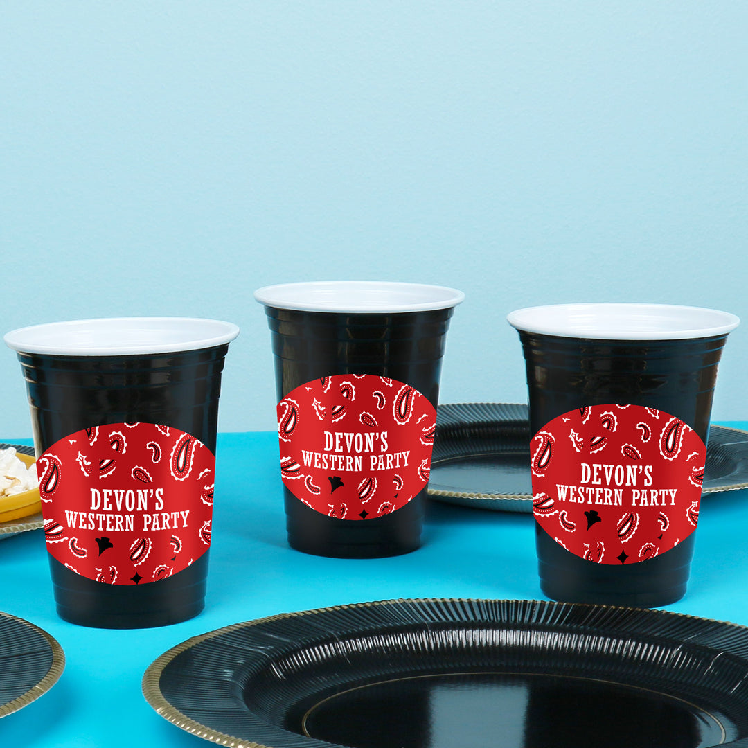 Custom Text Party Cups - Western Hoedown - 16 Ct
