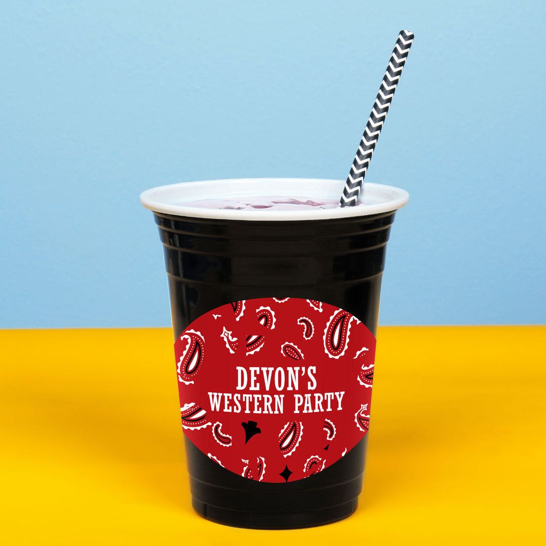 Custom Text Party Cups - Western Hoedown - 16 Ct