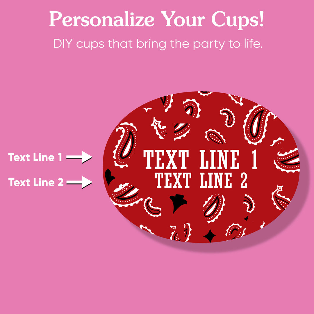 Custom Text Party Cups - Western Hoedown - 16 Ct