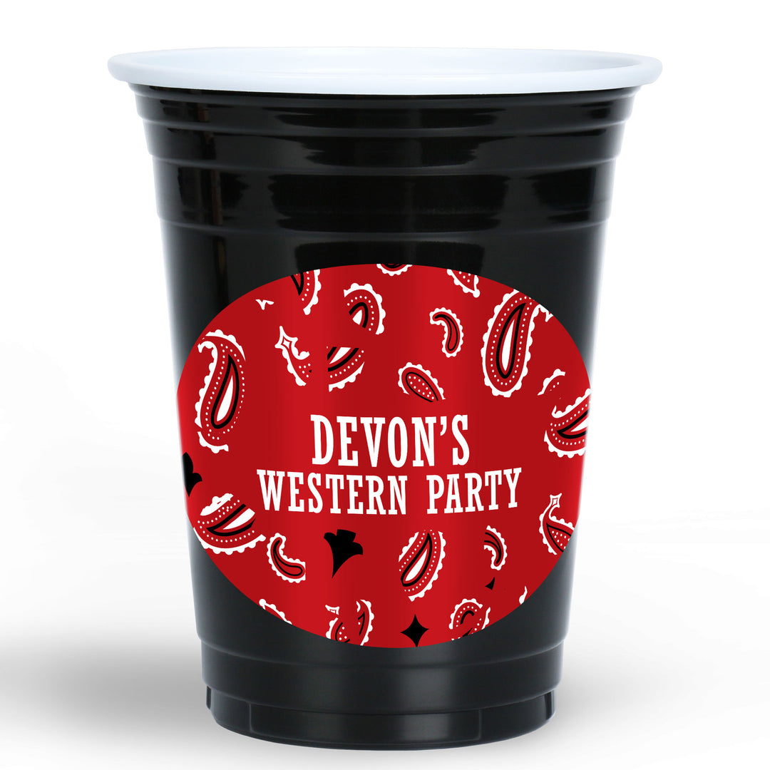 Custom Text Party Cups - Western Hoedown - 16 Ct