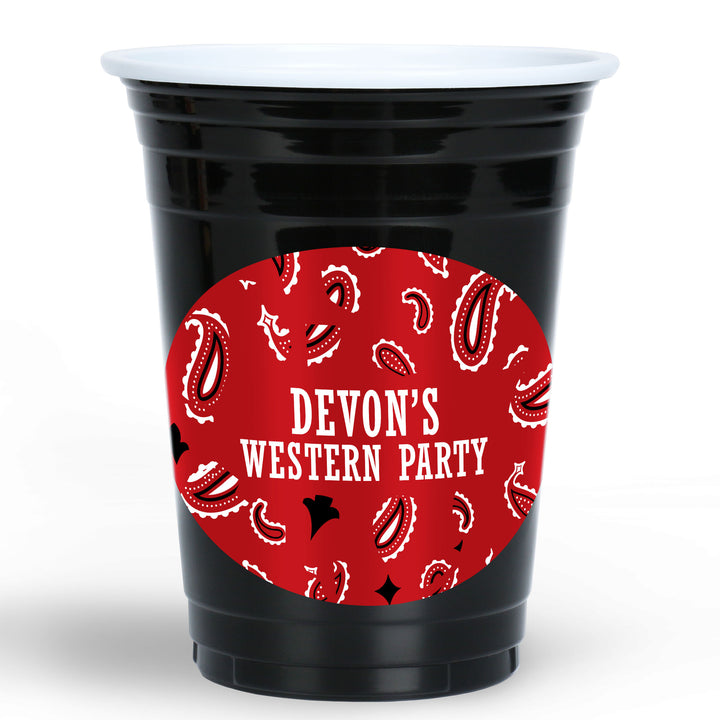 Custom Text Party Cups - Western Hoedown - 16 Ct