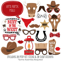 Western Hoedown - Wild West Cowboy Party Photo Booth Props Kit - 20 Count