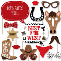 Western Hoedown - Wild West Cowboy Party Photo Booth Props Kit - 20 Count