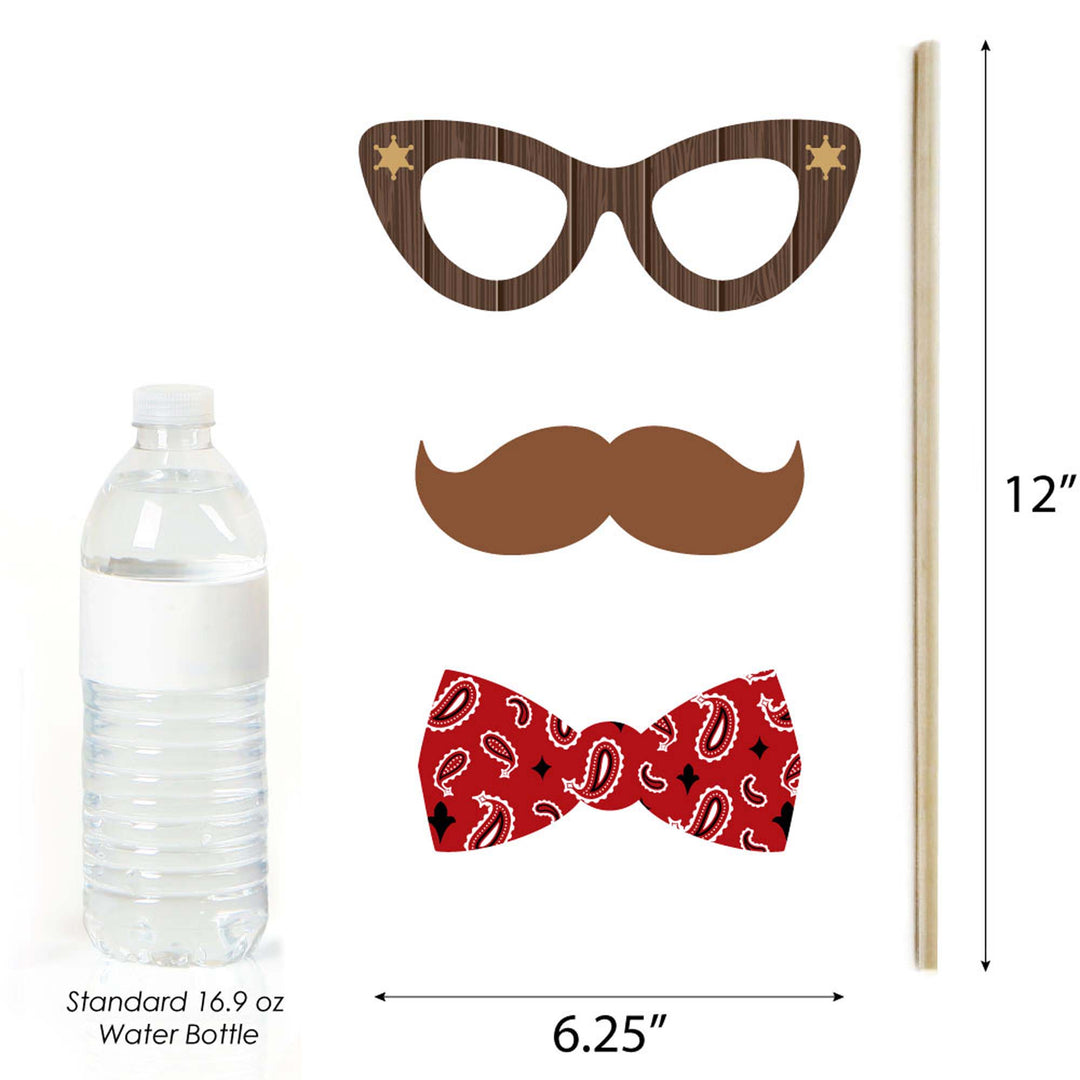 Western Hoedown - Wild West Cowboy Party Photo Booth Props Kit - 20 Count