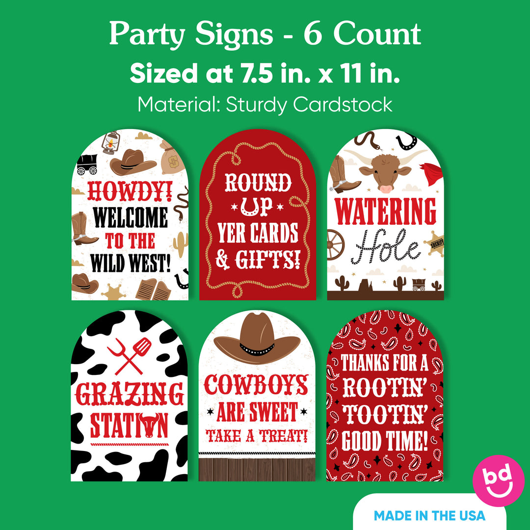 Western Hoedown Party Signs Set - 6 Ct