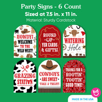 Western Hoedown Party Signs Set - 6 Ct