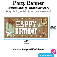Western birthday banner 48x22.5 inches with 8 mounts