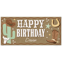 Personalized Western Happy Birthday kraft paper banner