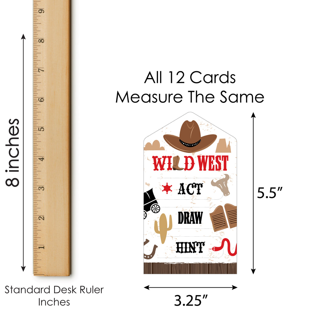 Western Hoedown - Wild West Cowboy Party Game Pickle Cards - Act, Draw, Hint Pull Tabs - Set of 12