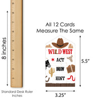 Western Hoedown - Wild West Cowboy Party Game Pickle Cards - Act, Draw, Hint Pull Tabs - Set of 12