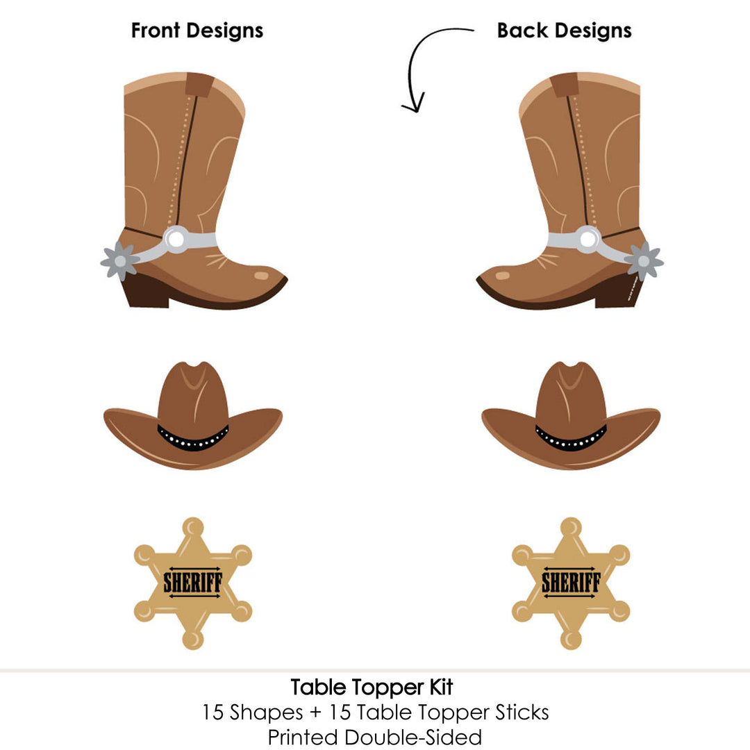 Western Hoedown - Wild West Cowboy Party Centerpiece Sticks - Table Toppers - Set of 15