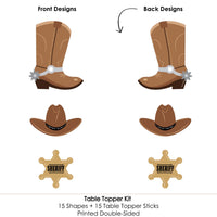 Western Hoedown - Wild West Cowboy Party Centerpiece Sticks - Table Toppers - Set of 15