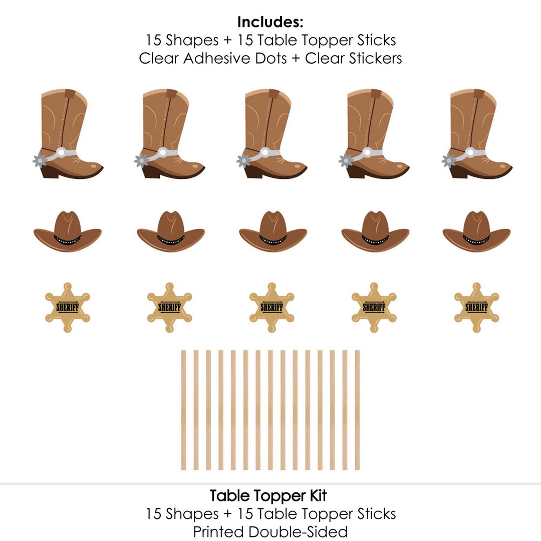 Western Hoedown - Wild West Cowboy Party Centerpiece Sticks - Table Toppers - Set of 15