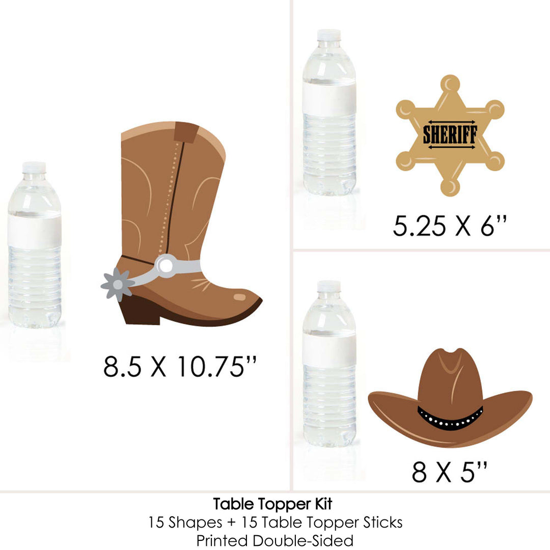 Western Hoedown - Wild West Cowboy Party Centerpiece Sticks - Table Toppers - Set of 15