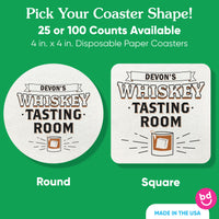 Custom Text Coasters - Whiskey Tasting Room