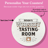 Custom Text Coasters - Whiskey Tasting Room