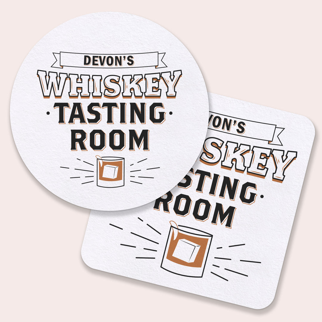 Custom Text Coasters - Whiskey Tasting Room