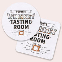 Custom Text Coasters - Whiskey Tasting Room